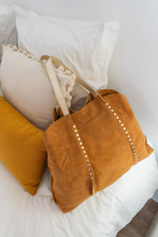 Suede cowhide tote bag