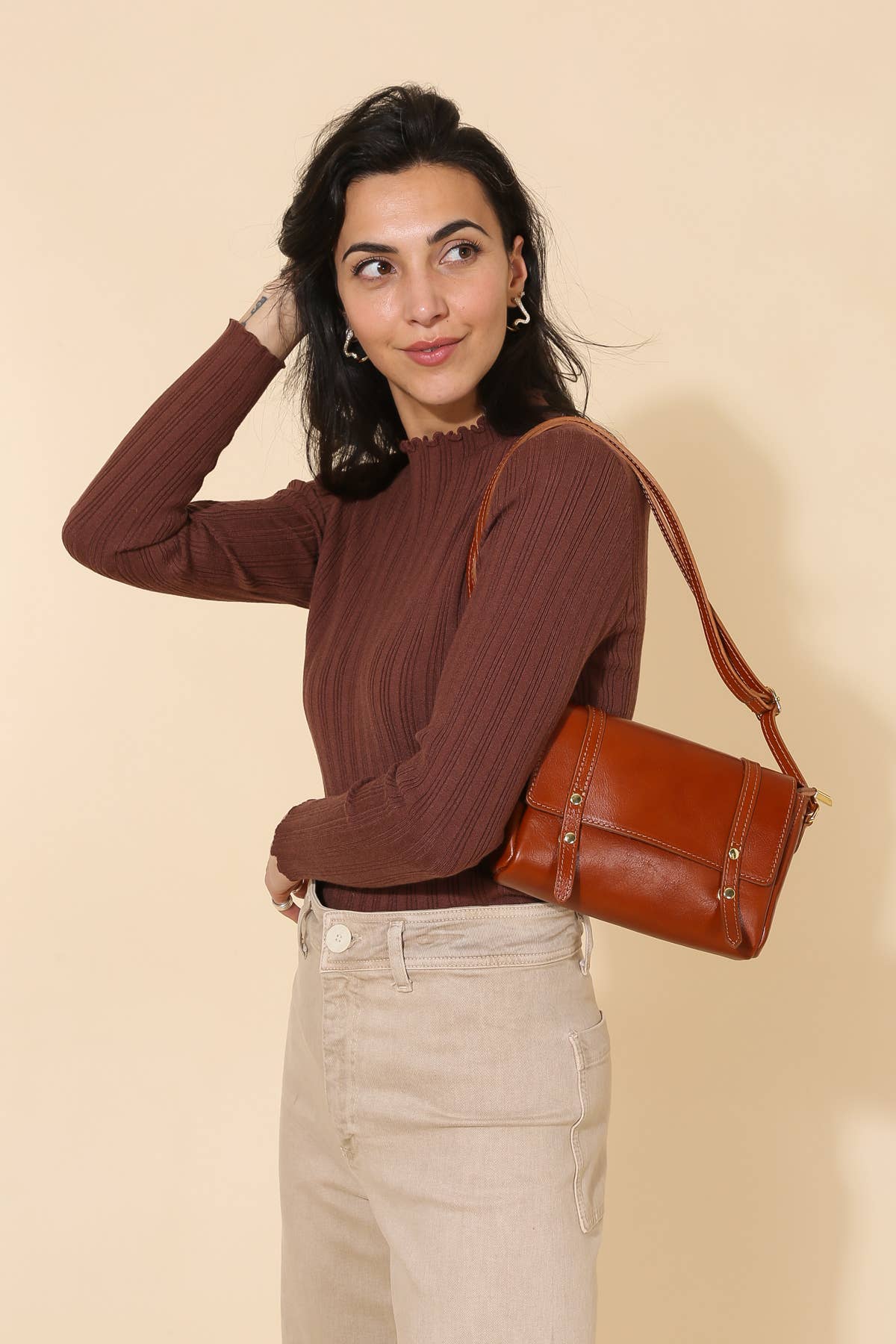 Crossbody cowhide leather bag