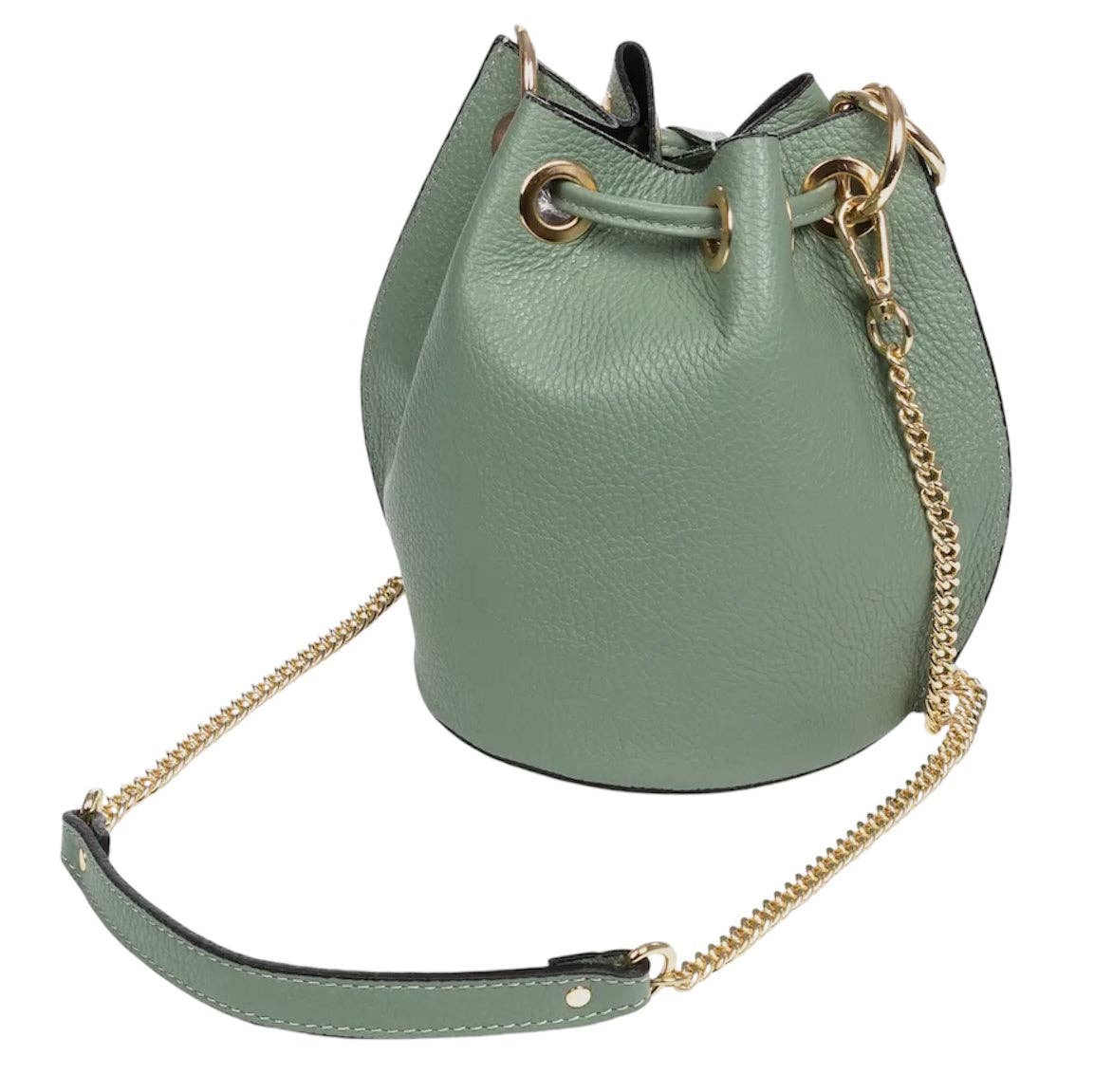 Modarno Genuine Leather Bucket Bag with Handle with Circular