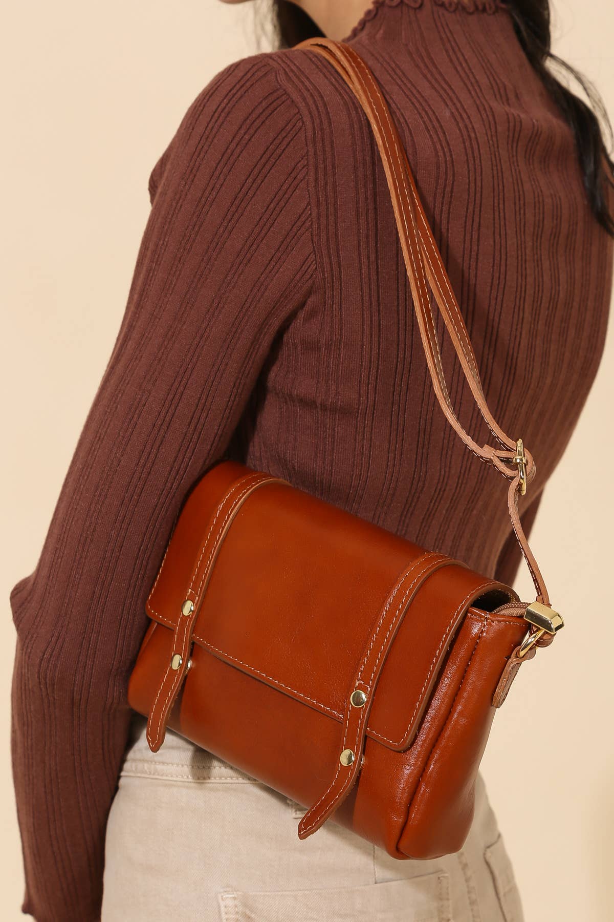 Crossbody cowhide leather bag