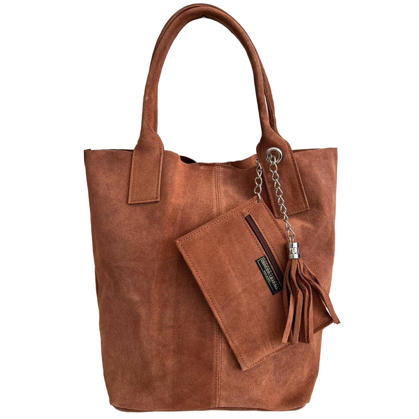 Modarno women's shopping bag in genuine suede leather, co