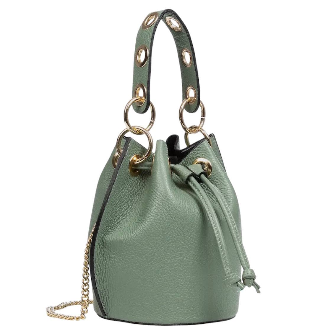 Modarno Genuine Leather Bucket Bag with Handle with Circular