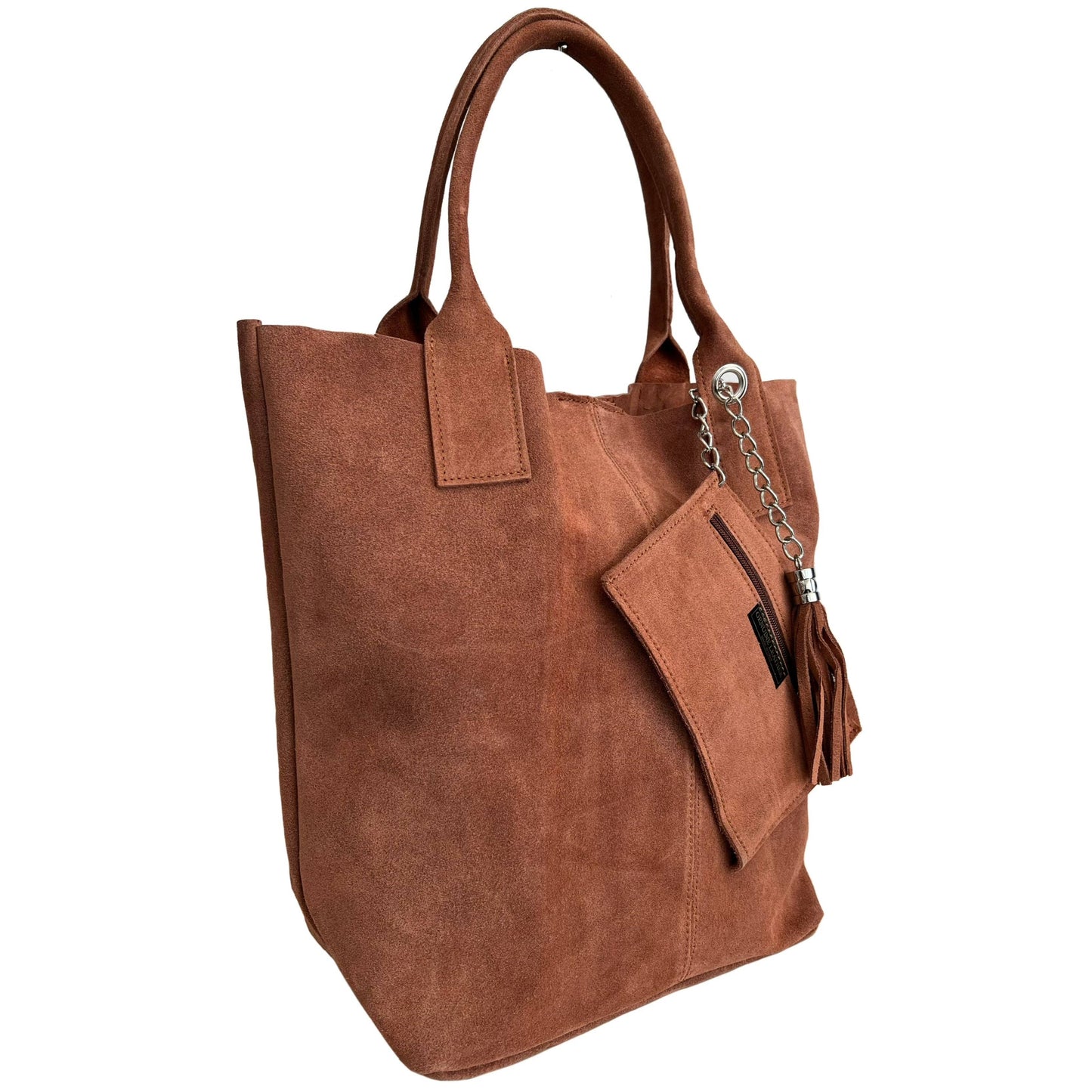 Modarno women's shopping bag in genuine suede leather, co