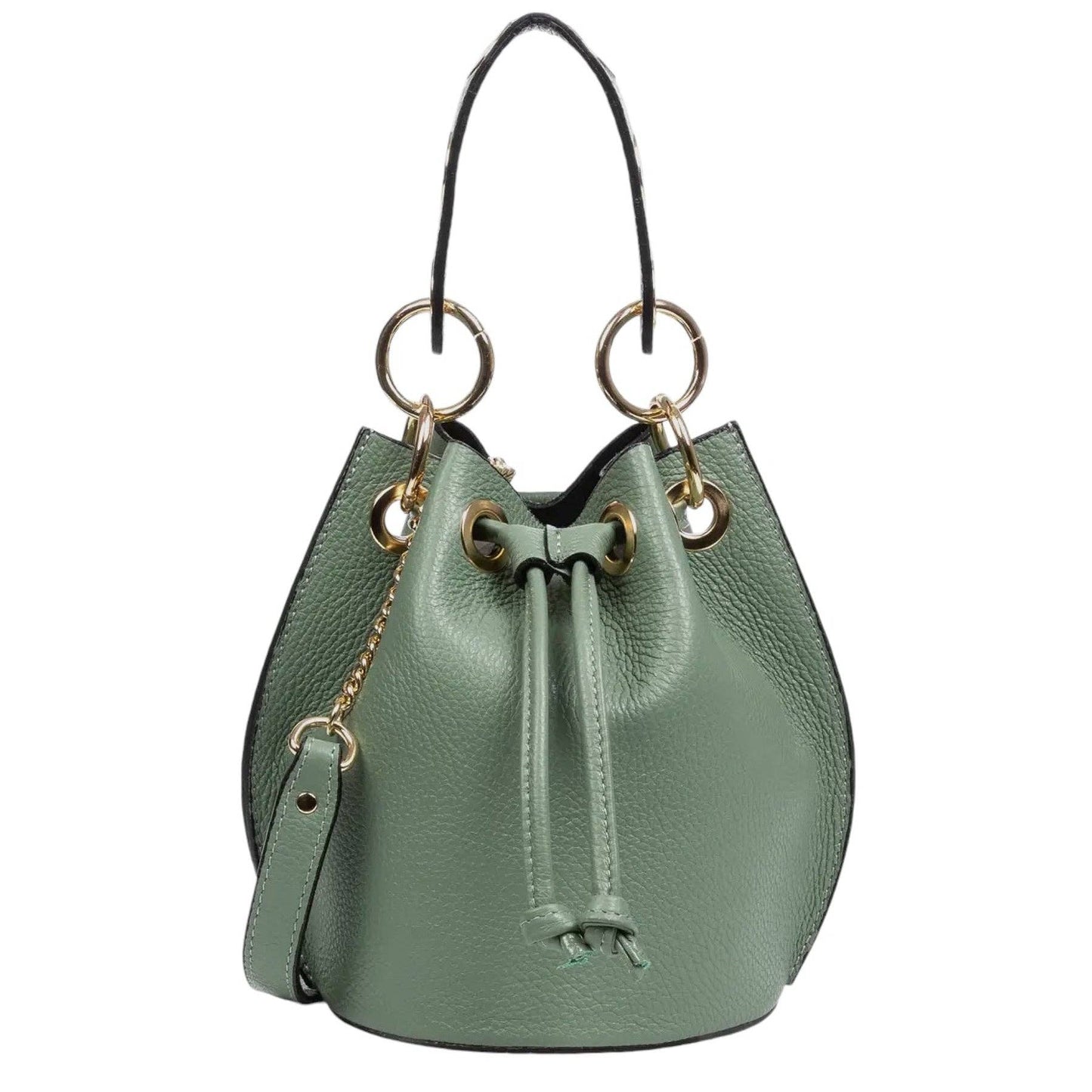 Modarno Genuine Leather Bucket Bag with Handle with Circular