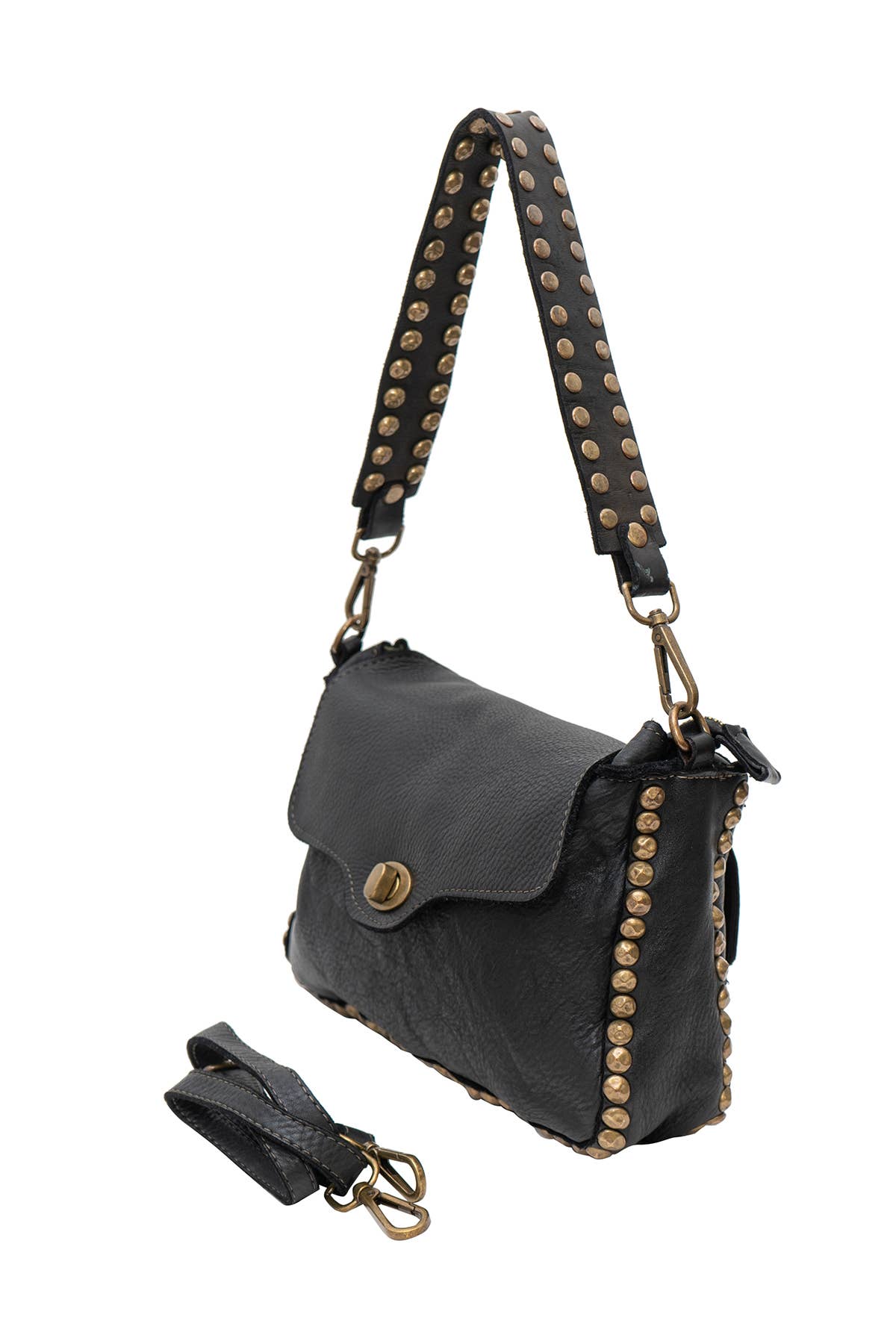 Vintage style corwhide leather studded bag