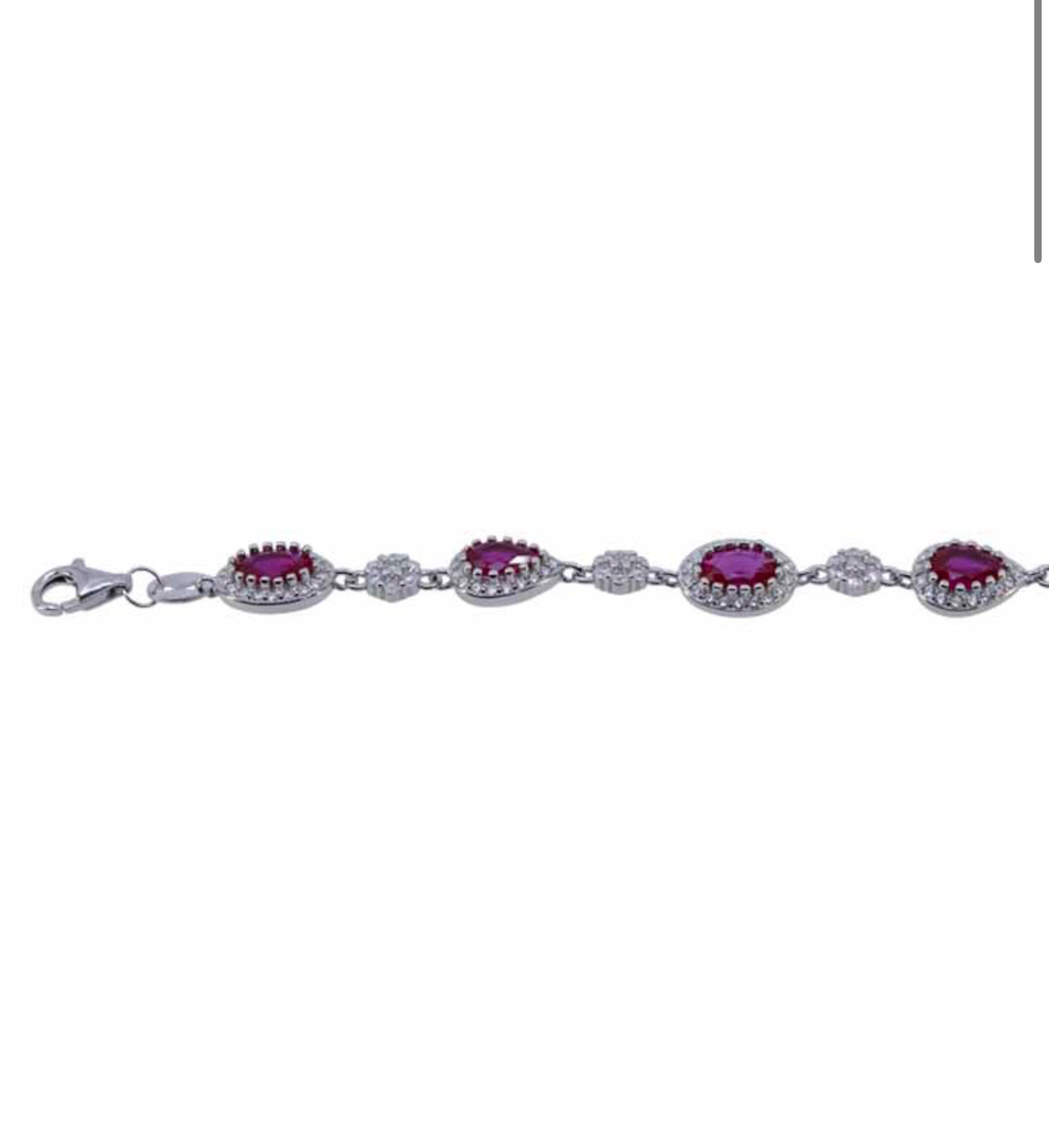 Silver Clear & Rhodolite CZ Bracelet