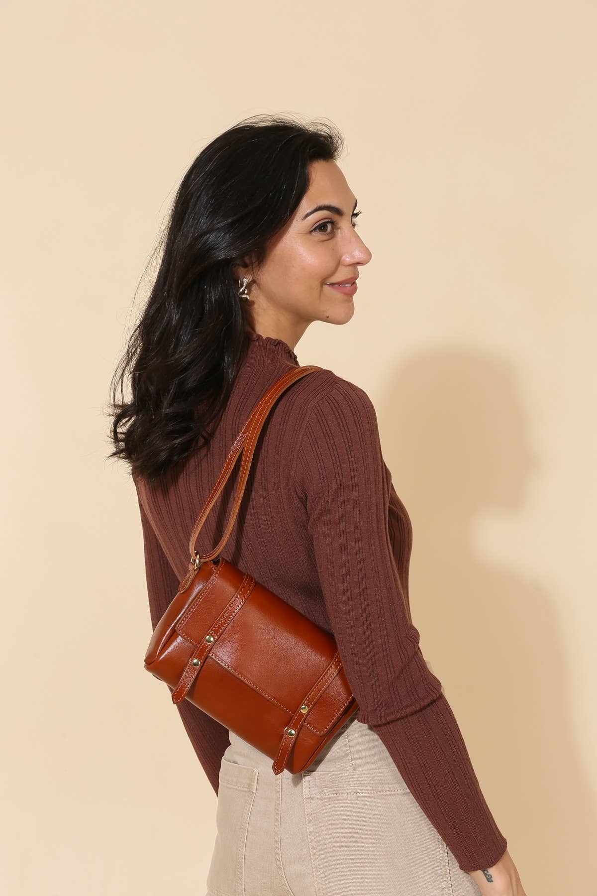 Crossbody cowhide leather bag