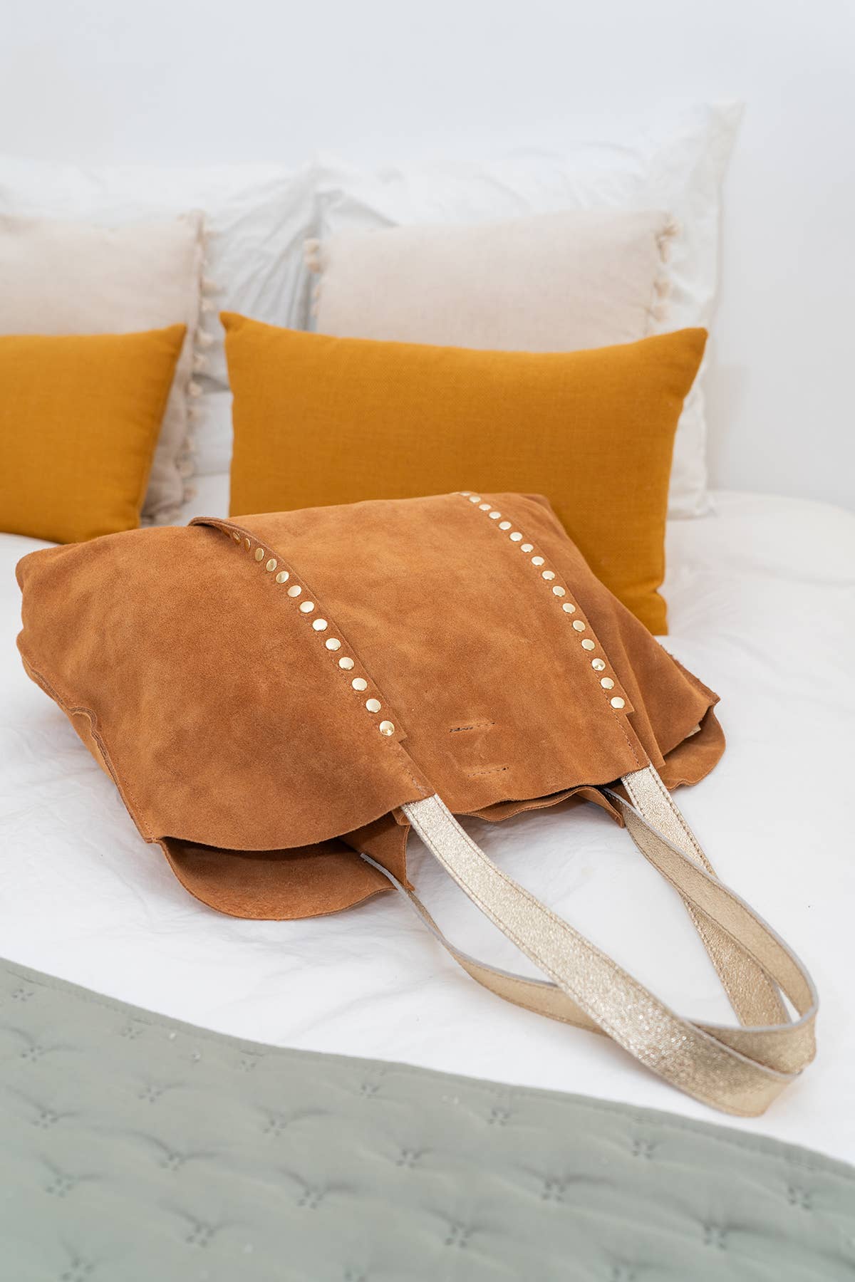 Suede cowhide tote bag